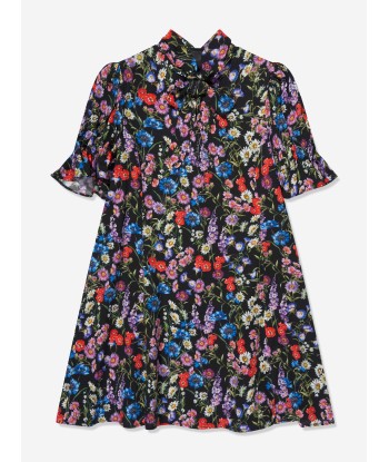 Dolce & Gabbana Girls Silk Wildflowers Dress in Black shop