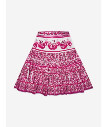 Dolce & Gabbana Girls Majolica Midi Skirt in Pink basket pas cher