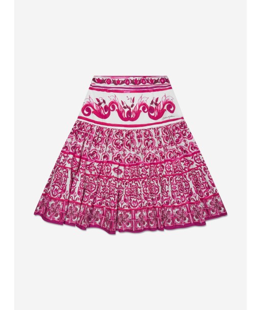 Dolce & Gabbana Girls Majolica Midi Skirt in Pink basket pas cher