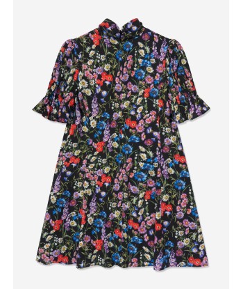 Dolce & Gabbana Girls Silk Wildflowers Dress in Black shop