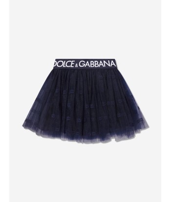 Dolce & Gabbana Girls Tulle Logo Skirt in Navy Pour