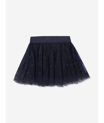 Dolce & Gabbana Girls Tulle Logo Skirt in Navy Pour