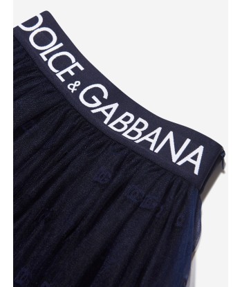 Dolce & Gabbana Girls Tulle Logo Skirt in Navy Pour