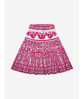 Dolce & Gabbana Girls Majolica Midi Skirt in Pink basket pas cher