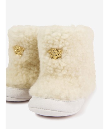 Versace Baby Sherling And Suede Boots in Ivory Paris Déstockage Promo