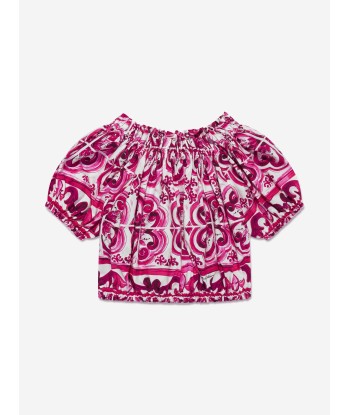 Dolce & Gabbana Girls Majolica Cropped Blouse in Pink des créatures d'habitude