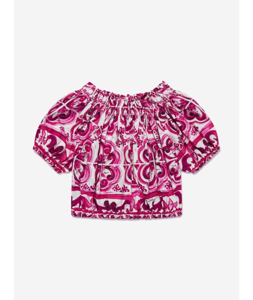 Dolce & Gabbana Girls Majolica Cropped Blouse in Pink des créatures d'habitude