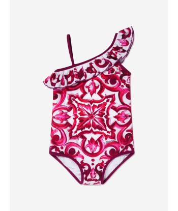 Dolce & Gabbana Girls Majolica Swimsuit in Pink Faites des économies