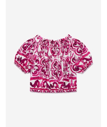 Dolce & Gabbana Girls Majolica Cropped Blouse in Pink des créatures d'habitude