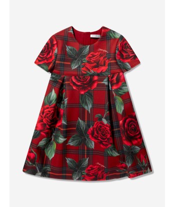 Dolce & Gabbana Girls Tartan Rose Shift Dress in Red Amélioration de cerveau avec