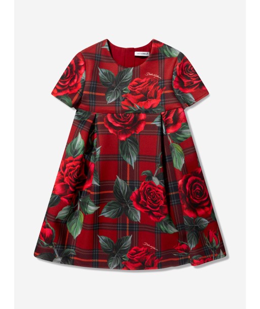 Dolce & Gabbana Girls Tartan Rose Shift Dress in Red Amélioration de cerveau avec