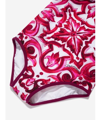 Dolce & Gabbana Girls Majolica Swimsuit in Pink Faites des économies