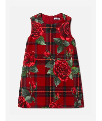 Dolce & Gabbana Girls Tartan Rose Sleeveless Dress in Red les ligaments