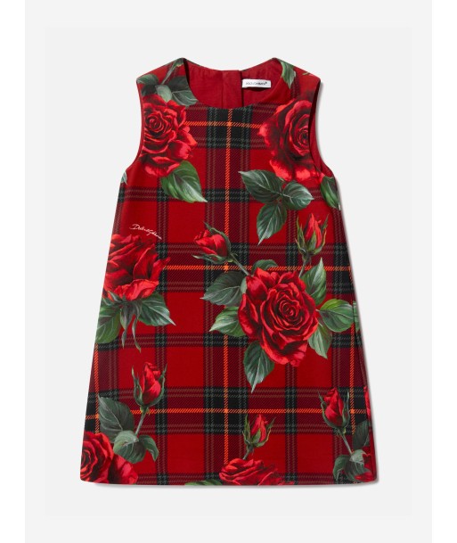 Dolce & Gabbana Girls Tartan Rose Sleeveless Dress in Red les ligaments