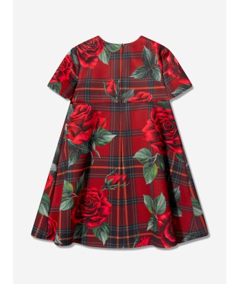 Dolce & Gabbana Girls Tartan Rose Shift Dress in Red Amélioration de cerveau avec