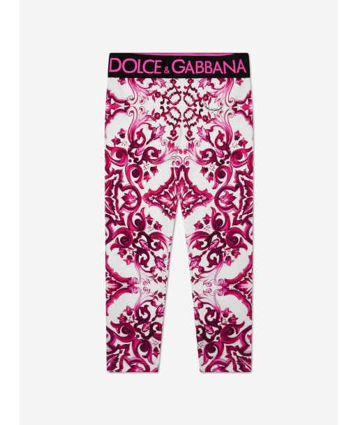 Dolce & Gabbana Girls Majolica Print Leggings in Pink prix pour 