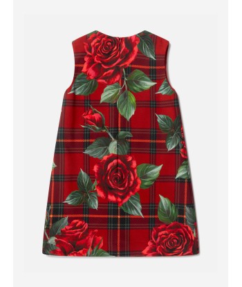 Dolce & Gabbana Girls Tartan Rose Sleeveless Dress in Red les ligaments