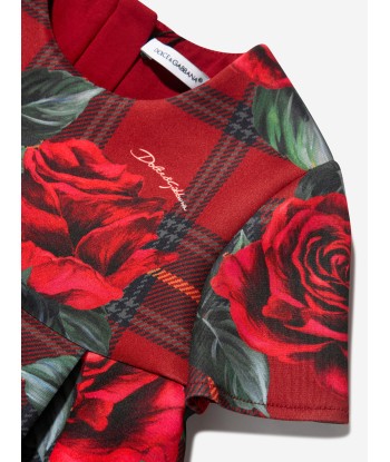 Dolce & Gabbana Girls Tartan Rose Shift Dress in Red Amélioration de cerveau avec