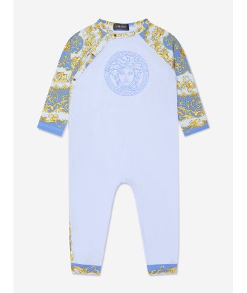 Versace Baby Boys Barocco Romper in Blue pas cher