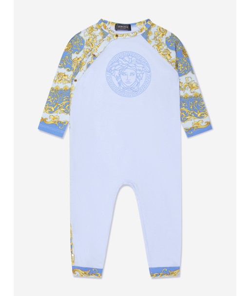 Versace Baby Boys Barocco Romper in Blue pas cher