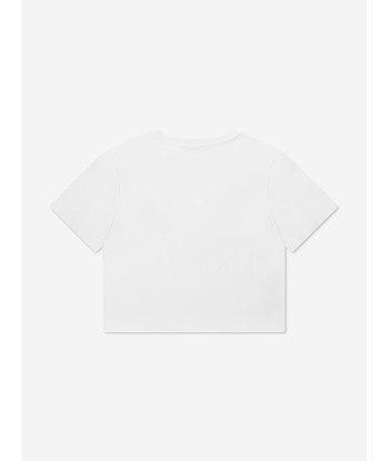 Dolce & Gabbana Girls Rose Logo T-Shirt in White soldes