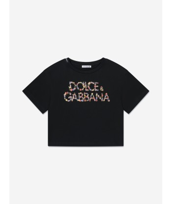 Dolce & Gabbana Girls Floral Logo T-Shirt in Black 2 - 3 jours ouvrés.