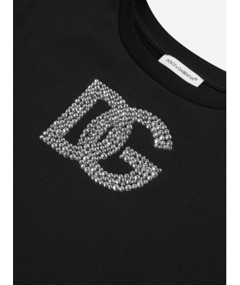 Dolce & Gabbana Girls Diamante Logo T-Shirt in Black france