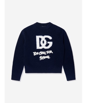 Dolce & Gabbana Girls Wool Logo Jumper in Navy Economisez 