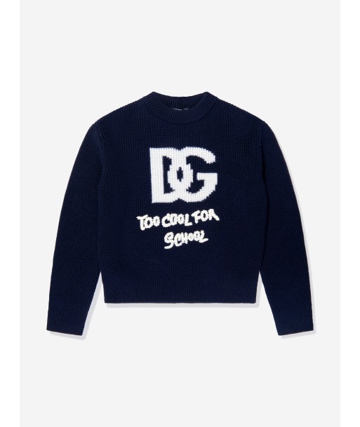 Dolce & Gabbana Girls Wool Logo Jumper in Navy Economisez 