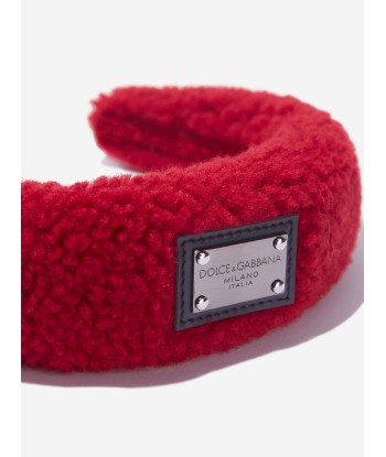 Dolce & Gabbana Girls Teddy Shearling Headband in Red meilleur choix