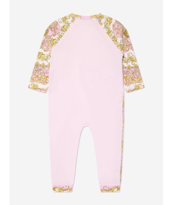 Versace Baby Girls Barocco Romper in Pink la livraison gratuite