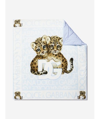 Dolce & Gabbana Baby Boys Leopard Logo Blanket in Blue hantent personnes