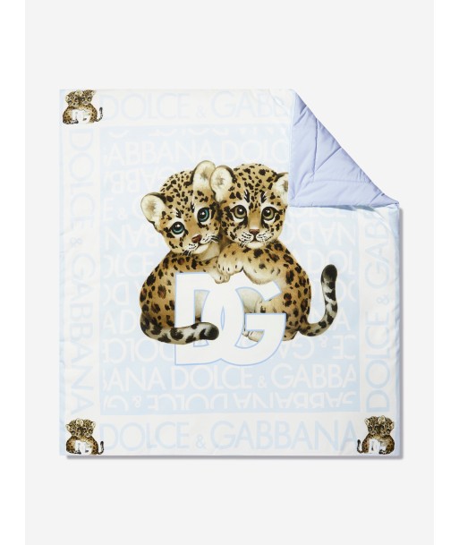 Dolce & Gabbana Baby Boys Leopard Logo Blanket in Blue hantent personnes