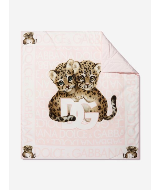 Dolce & Gabbana Baby Girls Leopard Logo Blanket in Pink la livraison gratuite