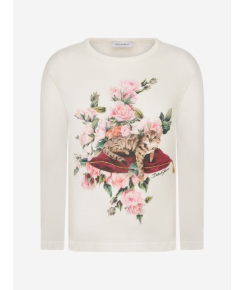 Dolce & Gabbana Girls Roses & Cat Cotton Top les ligaments