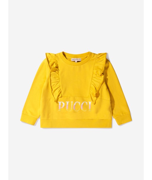 Pucci Girls Cotton Frilly Trim Logo Sweatshirt Comparez plus de prix