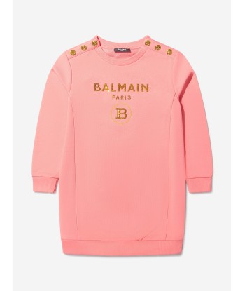 Balmain Girls Cotton Branded Dress de pas cher