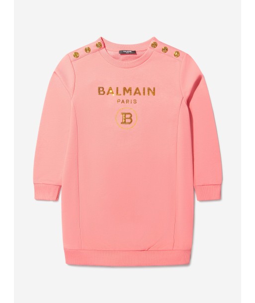 Balmain Girls Cotton Branded Dress de pas cher