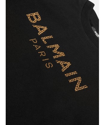 Balmain Girls Cotton Branded Open Shoulder Dress Découvrez la collection