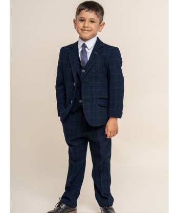 House Of Cavani Boys Cody Tweed Suit in Blue Véritable concentré