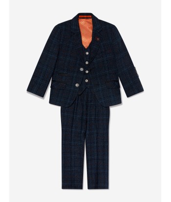 House Of Cavani Boys Cody Tweed Suit in Blue Véritable concentré