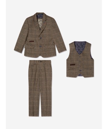 House Of Cavani Boys Albert Tweed Check Suit in Brown rembourrage situé sous