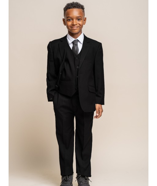 House Of Cavani Boys Marco Suit in Black brillant des détails fins