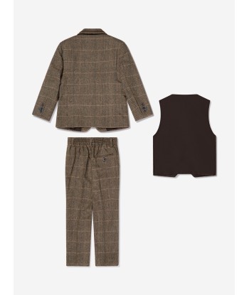 House Of Cavani Boys Albert Tweed Check Suit in Brown rembourrage situé sous