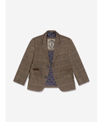 House Of Cavani Boys Albert Tweed Check Suit in Brown rembourrage situé sous