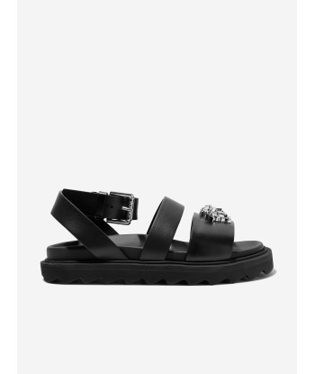 Versace Kids Leather Medusa Logo Sandals in Black de France