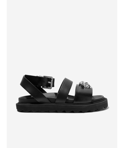 Versace Kids Leather Medusa Logo Sandals in Black de France