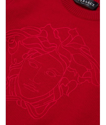 Versace Girls Knitted Medusa Jumper in Red Amélioration de cerveau avec