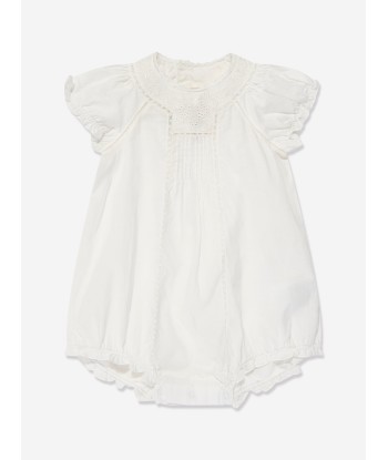 Bonpoint Baby Girls Cotton Romper in Ivory 50% de réduction en Octobre 2024