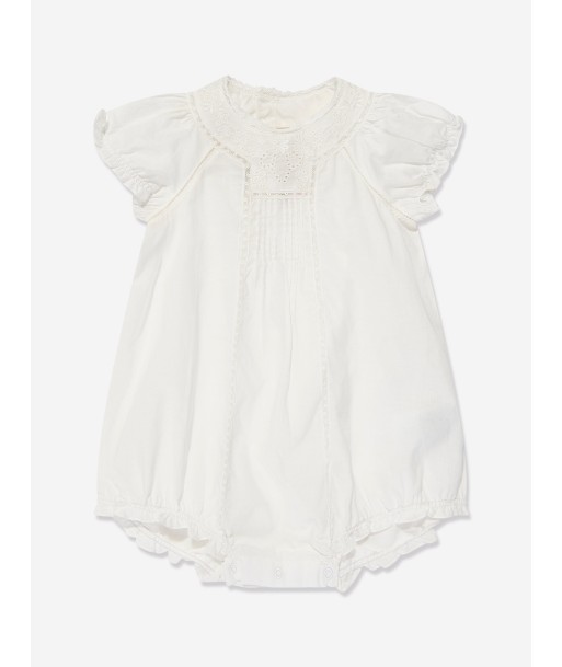 Bonpoint Baby Girls Cotton Romper in Ivory 50% de réduction en Octobre 2024